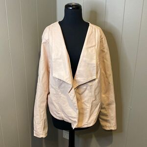 NWT Avenue 26/28 Faux Leather Jacket Wrap Light Pink Underarm Soft Fabric